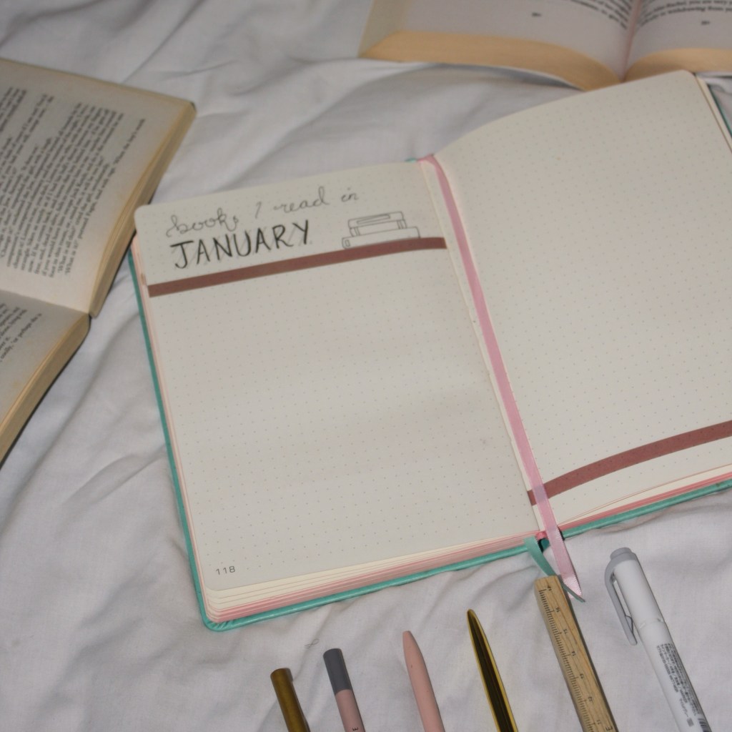 A page in my journal with the title 'books I read in January', the rest of the page is blank.