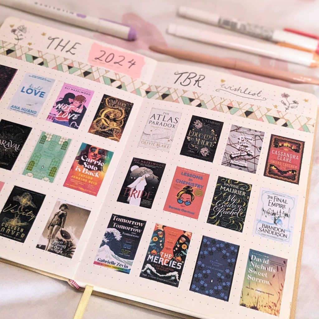 A 2024 wishlist page of 24 books to be read in 2024